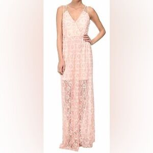 BCBGeneration Pink Lace Lena Maxi Dress